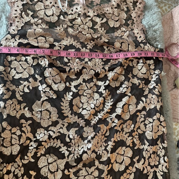 Tadashi Shoji Dir Black Metallic Embroidery Sequin Sheer Illusion Dress NWT 20Q - Picture 14 of 16